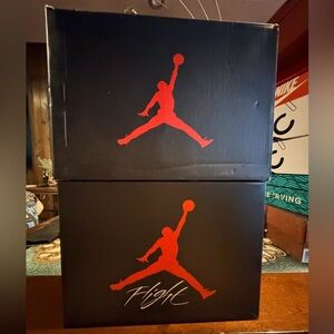 2~Jordan Nike Air Flight Black & Red Jordan Logo Size Shoes 8.5 (Empty Boxes)